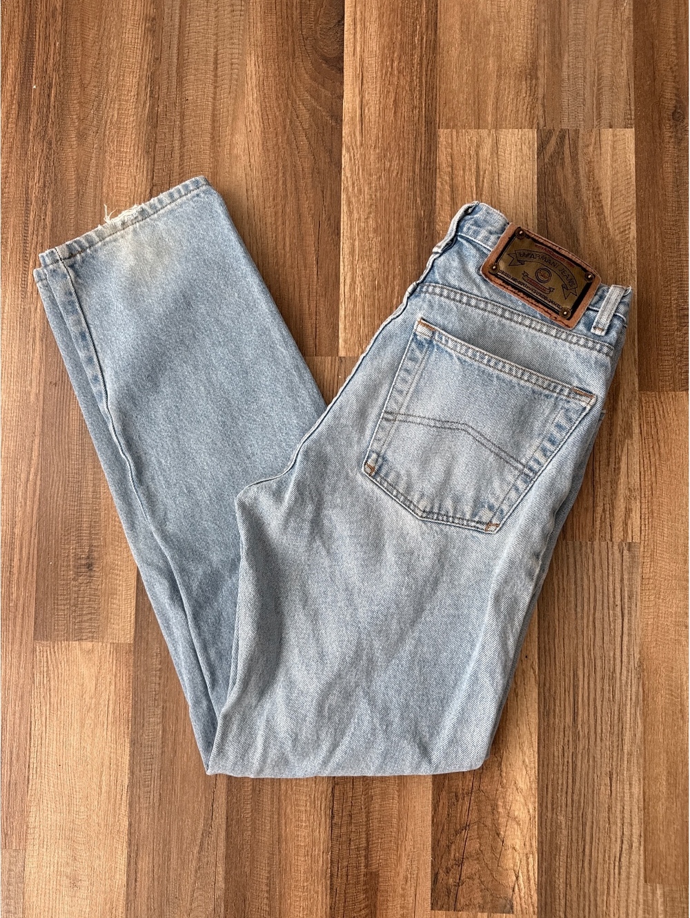 Vintage Armani Jeans 32x32 Made USA Light Wash Denim 90s Giorgio Armani
